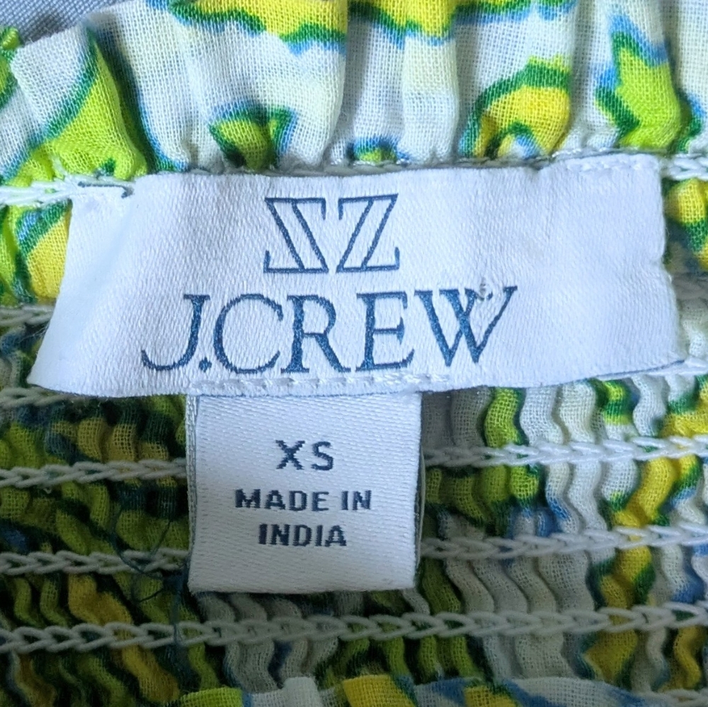 EUC....J. Crew 100% Organic Cotton Blockprint Citrus Paisley Mini Dress Size XS - Picture 3 of 13